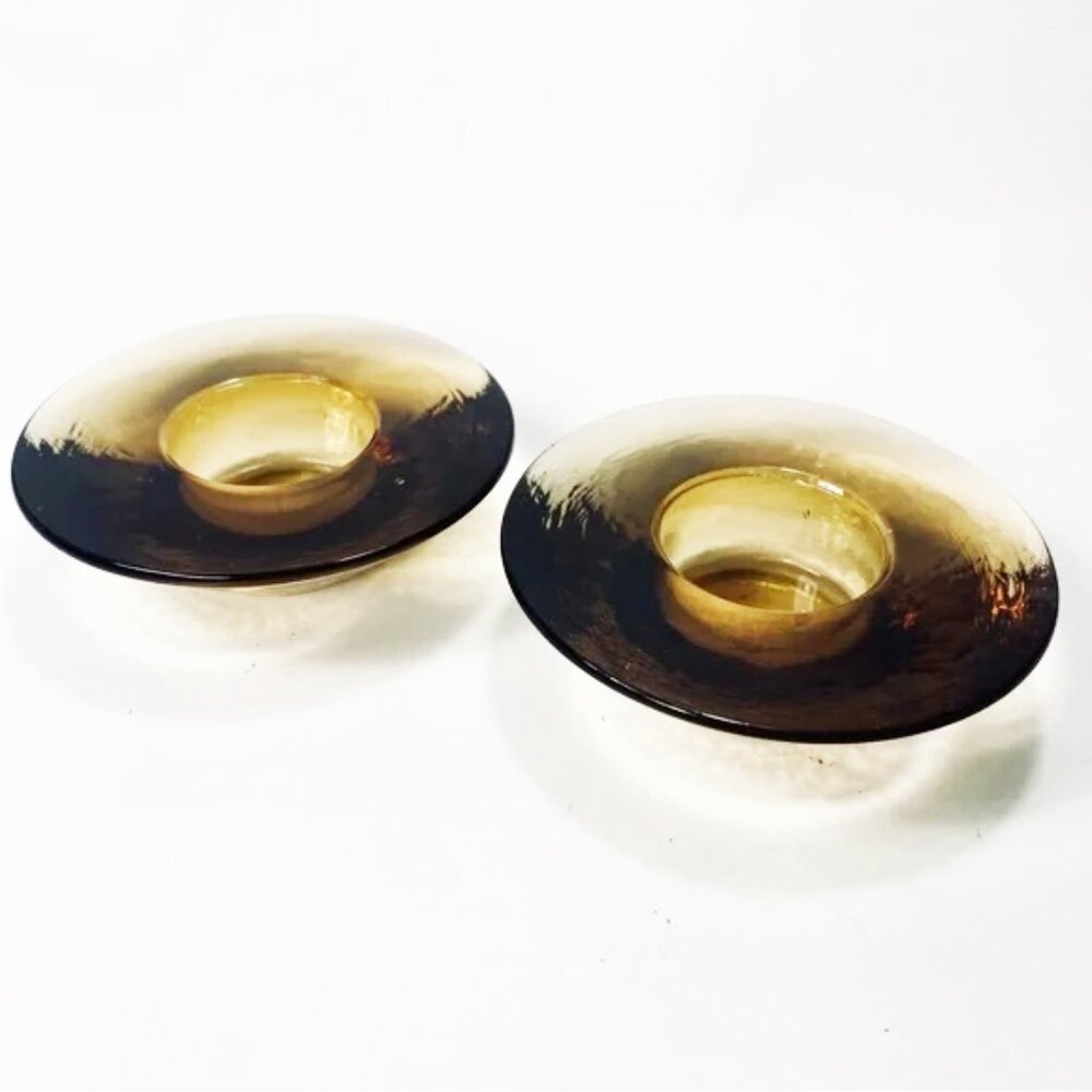🎉LAST CALL🎉 2 Amber Yellow Round Glass Tea Light Holders